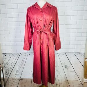 Vintage Fashionbilt Mauve/Dusty Pink Long Belted Trench Coat - See Measurements